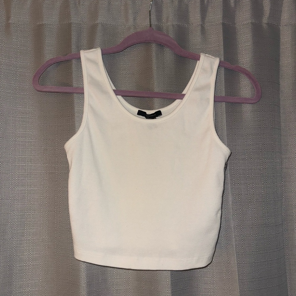 White Cropped Grommet Tank